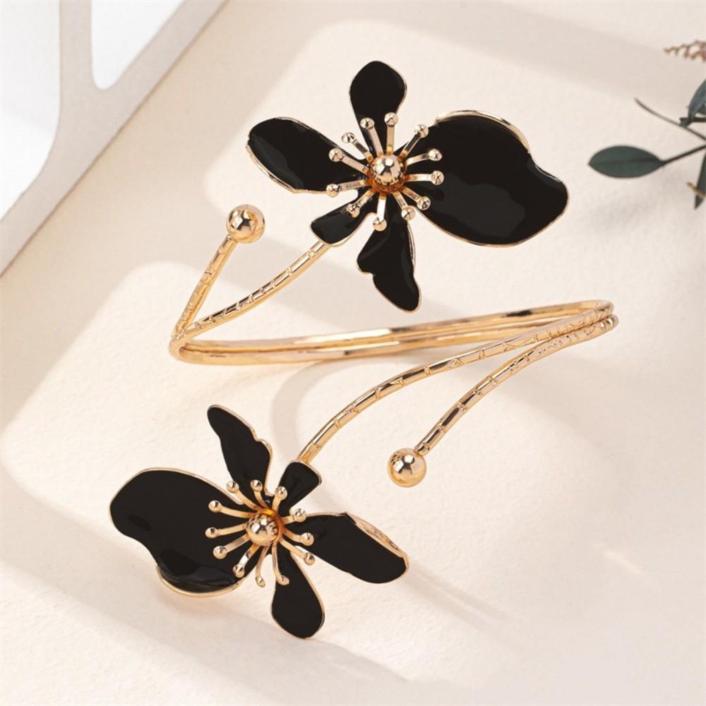 Enamel Glaze Flower Bracelet Adjustable Armband Fairy Open Arm Bangle  Girls