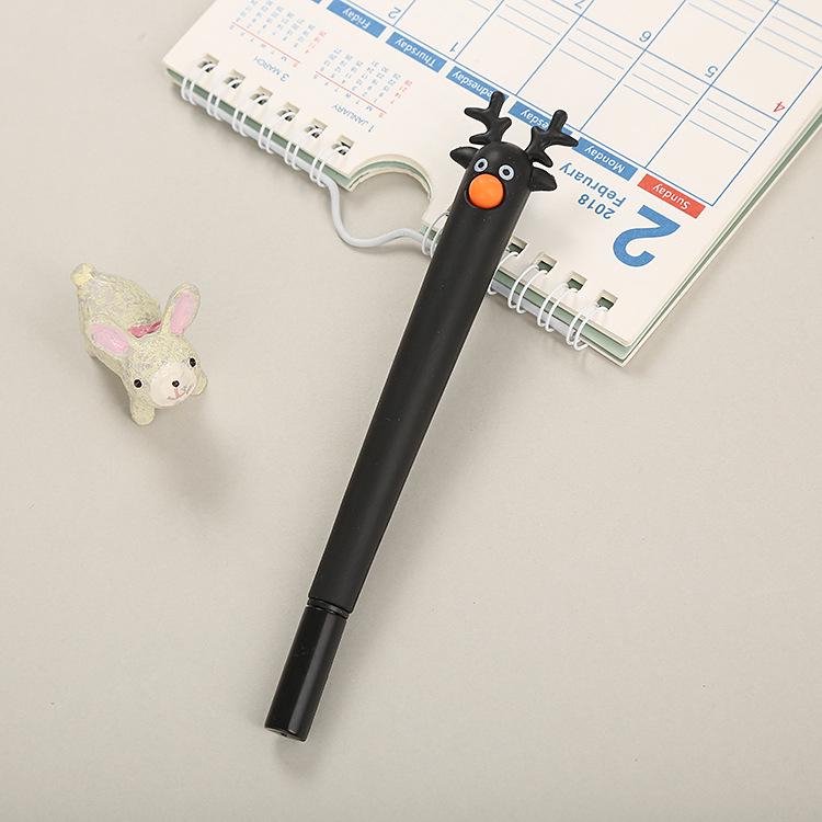 

Creative Reindeer Cartoon Pen - Cute Water-Based Fawn Sign Pen for Students, Christmas Gifts, and Prizes 0.5mm чёрный