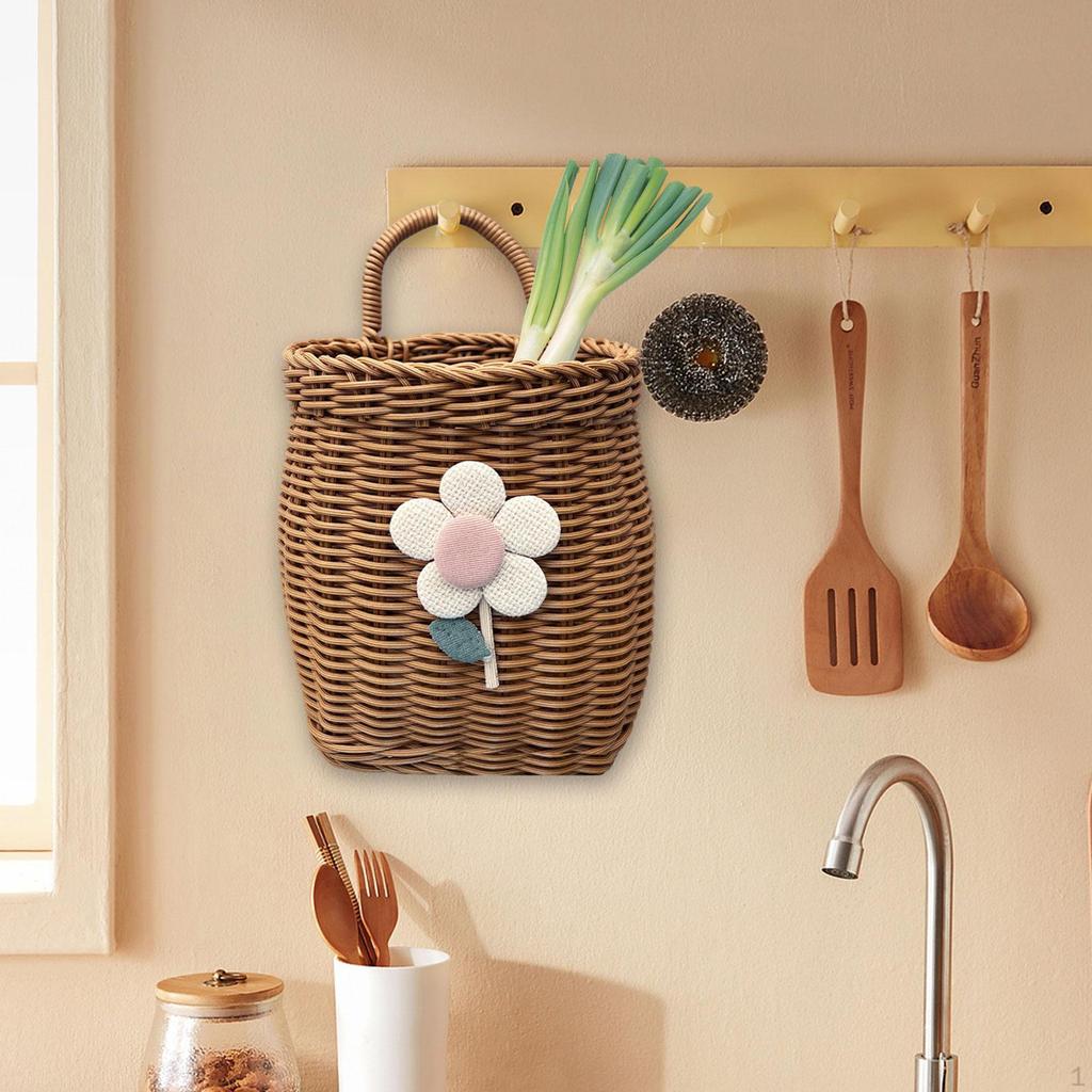 Hanging Basket Wall Mounted Storage Woven Sundries Multifunction Decorative Hand