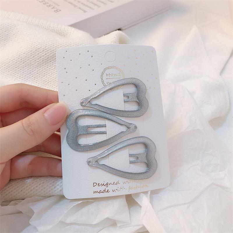 3/4pcs  Frosted Simple Hair Clips for Girls Star Oval Triangle Square Hair Clips Kids Snap Hair Clips Pentagram BB Clip