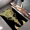 Spiritual Area Rug, Celtic Wolf Dreamcatcher Gold Moon Poster, Living Room Decor, Non-Slip Mat