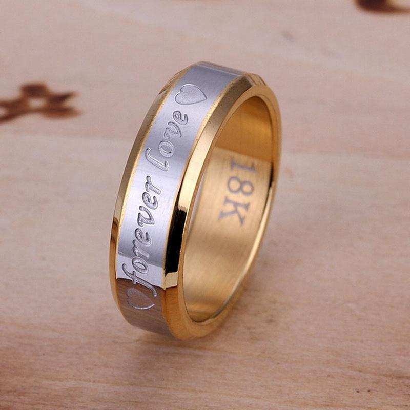 Free shipping For men love women golden color heart Ring Jewelry nice cute charm wedding gifts fashion Holiday gift R095