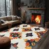 Southwestern Aztec Star Print Area Rug, Turquoise & Orange Tribal Design Non-Slip Floor Mat for Living Room Bedroom Home Decor