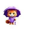 Umbrella Holding Cute Cat Pattern Acrylic Pendant For Car Decor Accessories