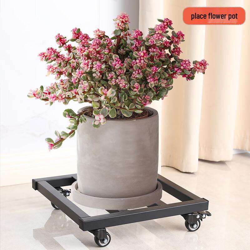 Iron Plant Pot Caddy with Wheels
