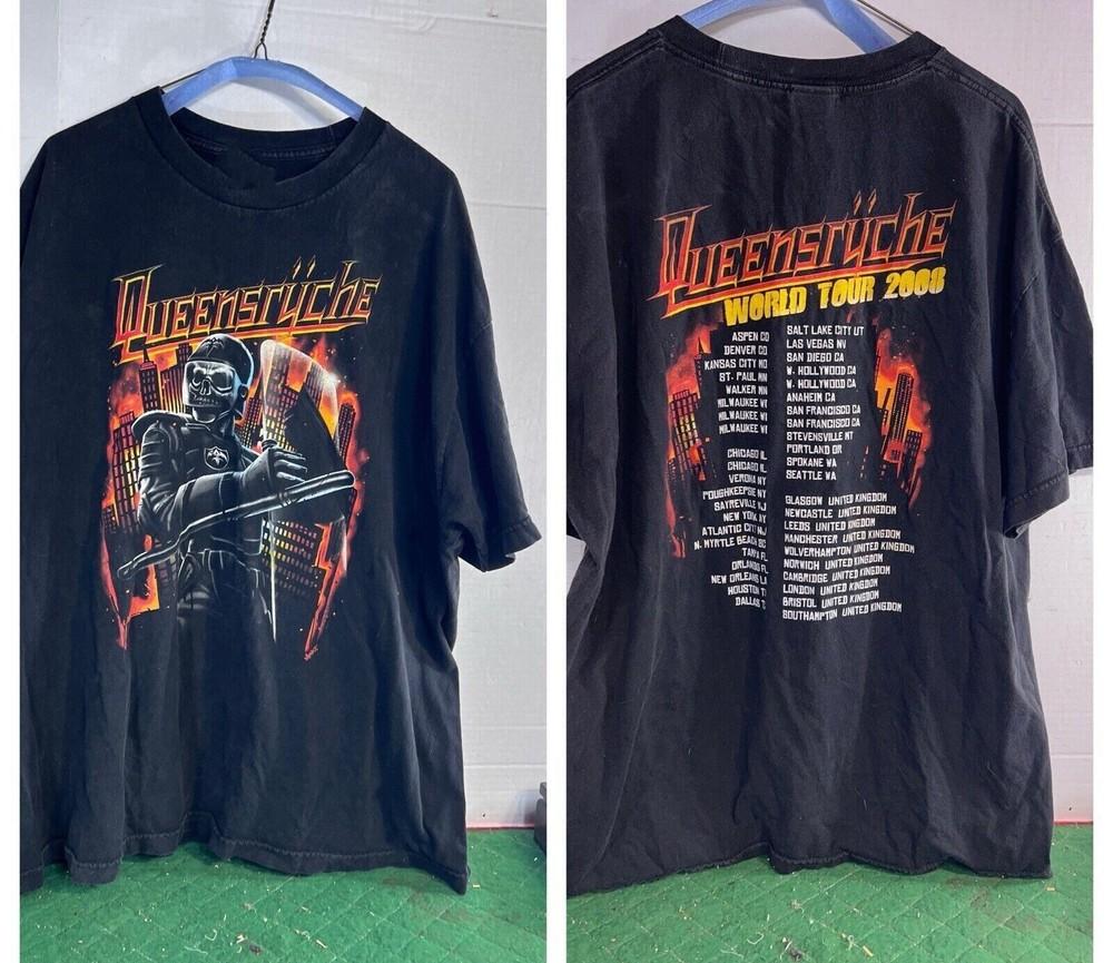 Vtg Queensryche Band World Tour 2008 Cotton Black All Size T Shirt TR182 Unisex T-Shirt XL