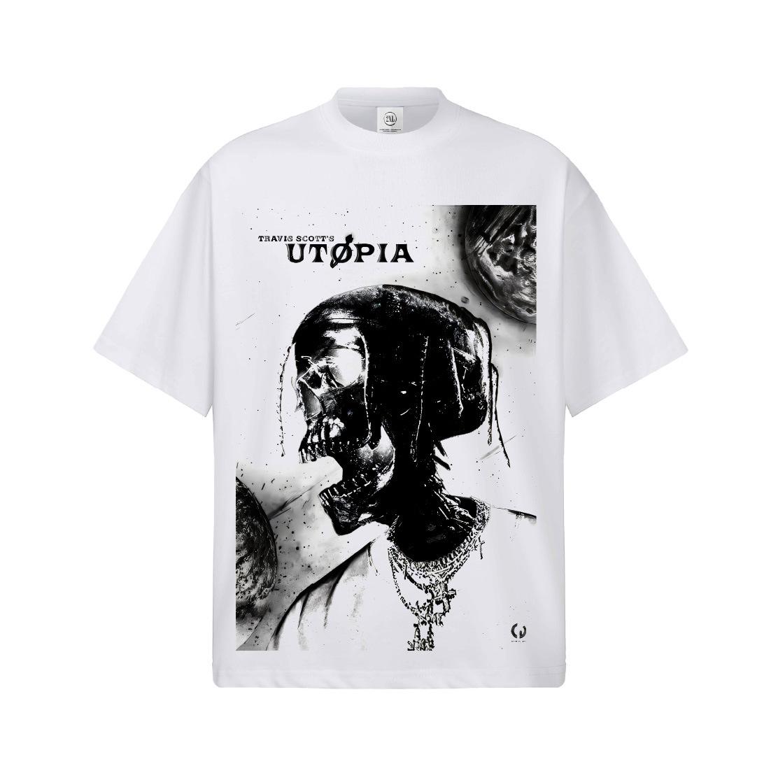 

Travis Scott UTOPIA Graphic TShirt Unisex Women Oversized Hip Hop Rapper Casual Cotton Short Sleeve Vintage Streetwear For Youth S