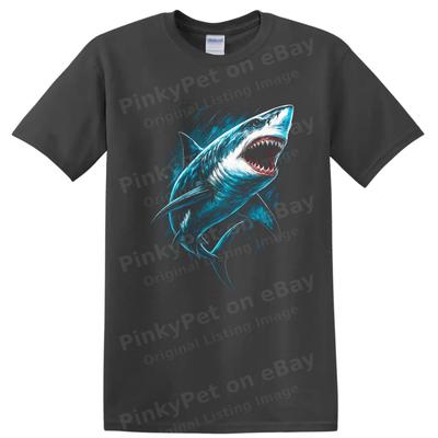 Shark Graphic T Shirt Ocean Predator Sea Life Tee Wavy Blue Art Design
