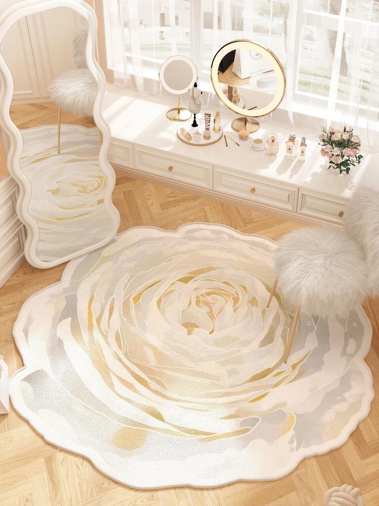 Flower Shape Cloakroom Floor Mat Large Area Luxury Rugs for Bedroom Thick Dresser Rug Nordic Living Room Decoration Plush Carpet