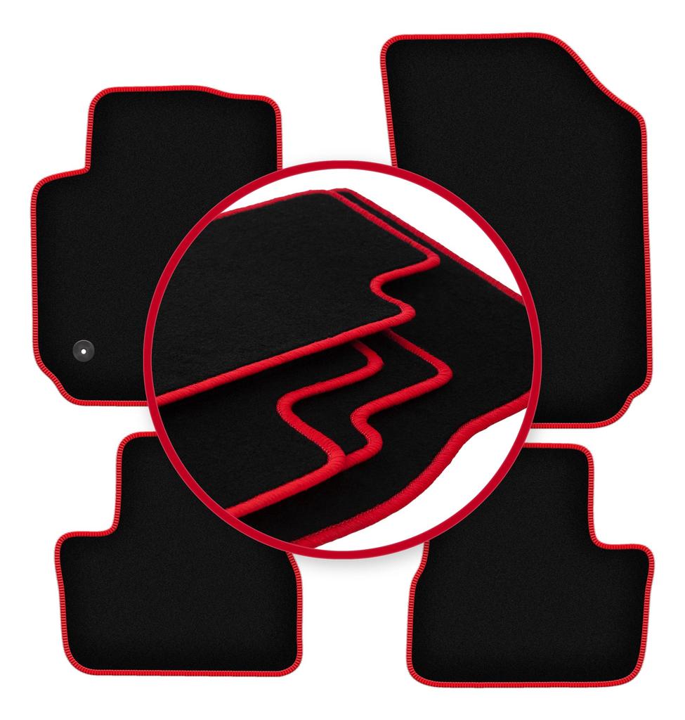 Velour Floor Mats with Red Edge For: Citroen C4 Cactus Crossover (2014-2018)