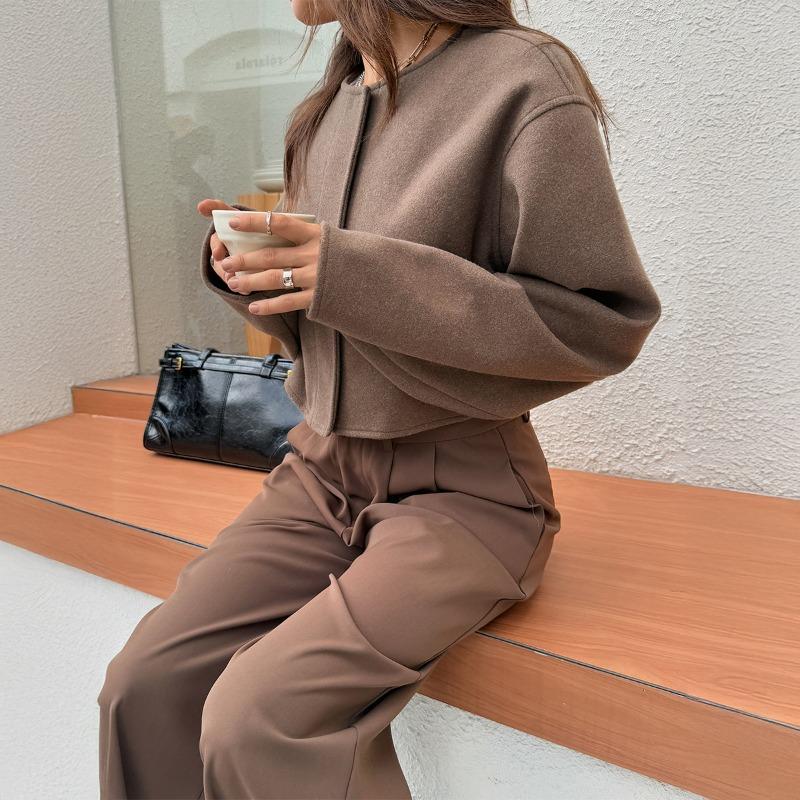 French Elegant Solid Color Long-sleeved Jacket for Women 2025 Autumn and Winter