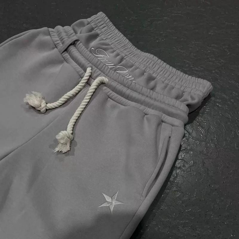 Casual Couple Straight Leg Sweatpants Fashion Dual Waist Fold Design Street Style