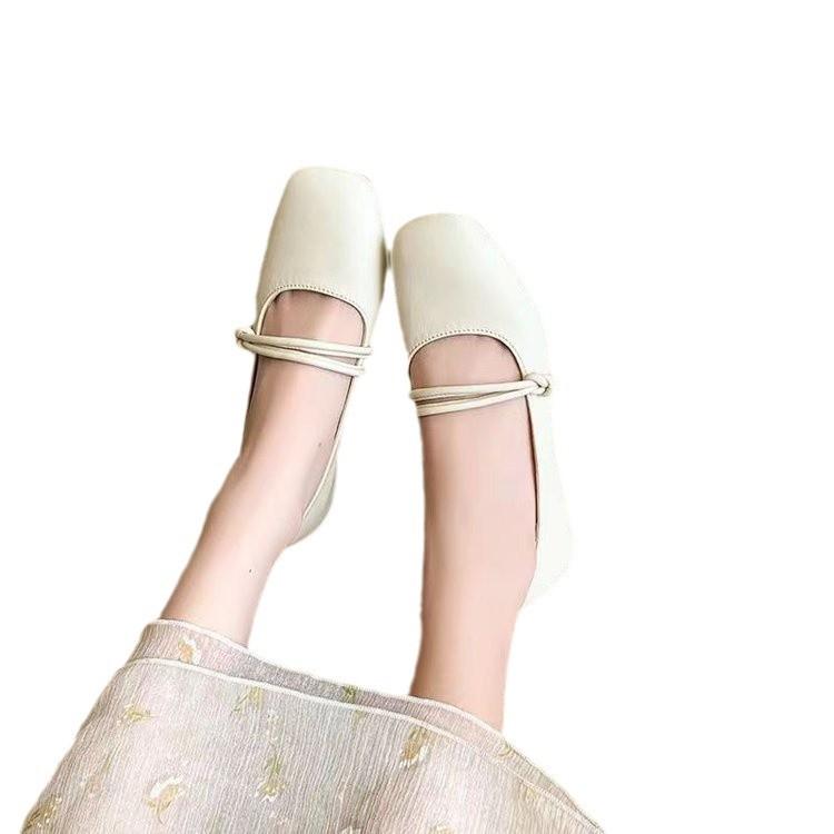 Mary Jane with skirt fairy small leather shoes women's single shoes 2025 spring new gentle evening breeze flat grandma ladyshoes