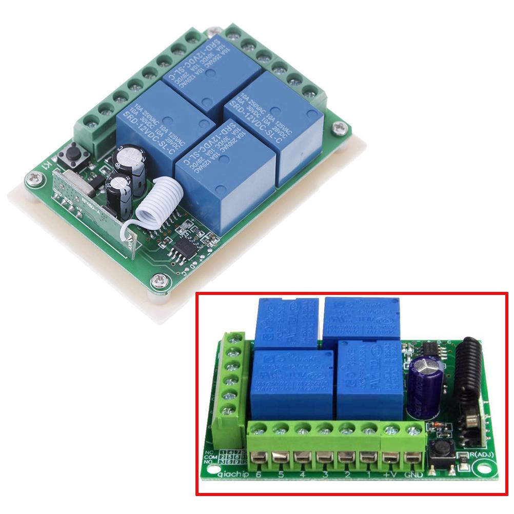 Dc 12V 10A 433Mhz 4Ch Wireless Relay Rf Remote Control Switch Receiver