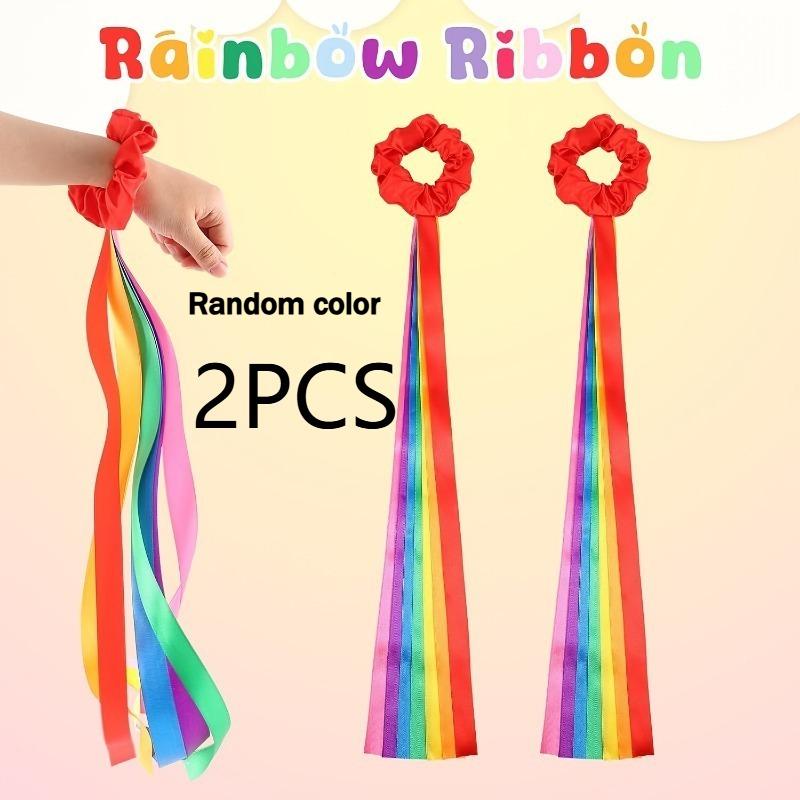 Rainbow Waving Ribbons, Dance Stick Music Class Elastic Bands, Handheld Rhythm Tassel Dance Props Gift, Gymnastics Dance Ribbons
