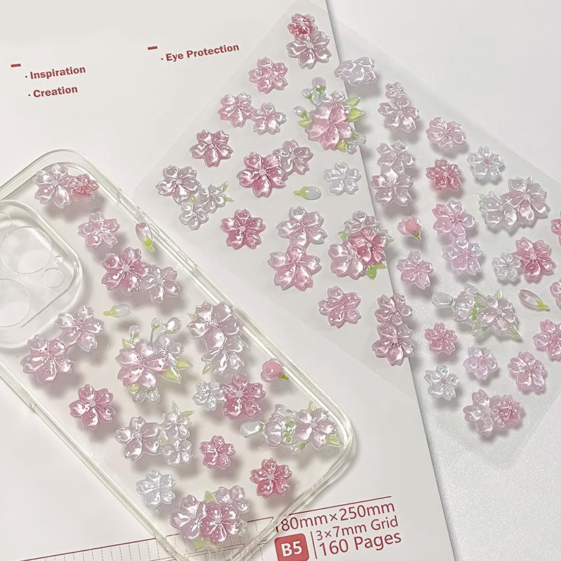 Korean Import Original NEKONI Sakura Cherry Blossom Pink 3D Relief Stickers Scrapbooking Diy Journal Cute Stationery Sticker