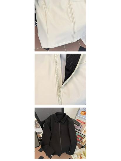 American Style Spring/Autumn Breathable Casual Jacket - Pure Color, Long-Sleeved, Loose Fit Fashion Top