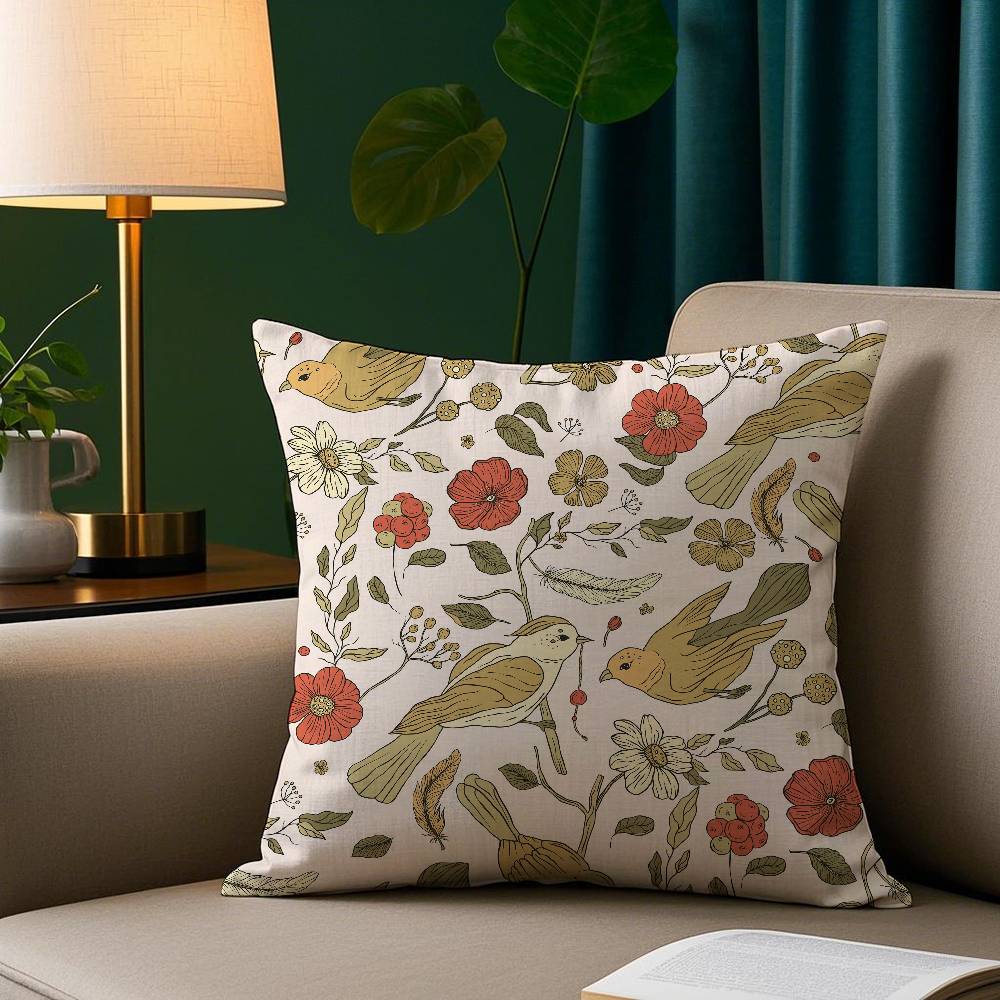 Birds Butterflies  Flowers Pillow Case Short Plush Print Cushion Cover Square Throw Pillow Covers Sofa Home Decor