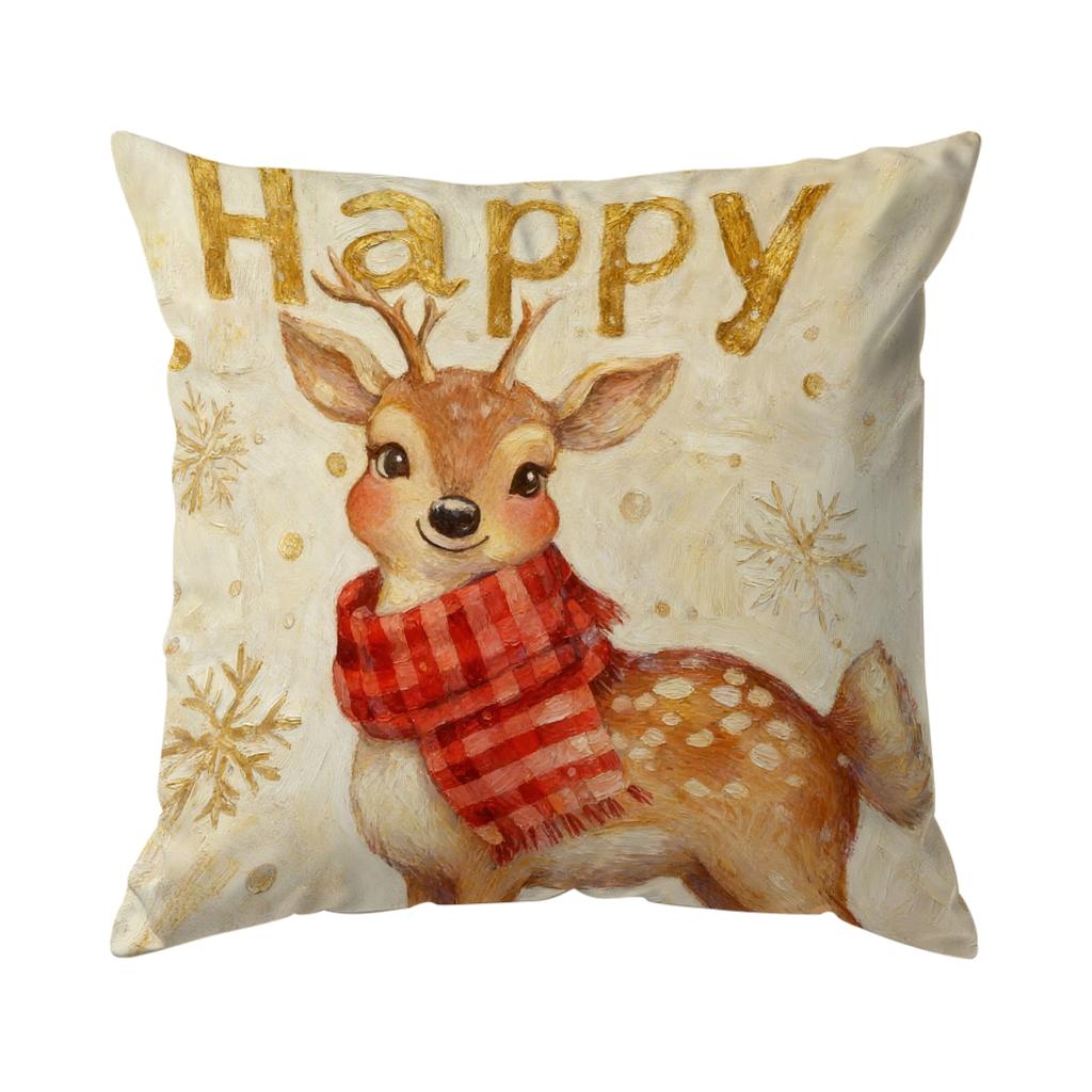 Oil Painting Style Christmas Pillowcase Bedroom Sofa Cushion Cover 100% Polyester Living Room Cushion Pillowcase Home Decor
