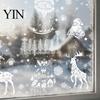 Removable Holiday Glass Decorations 6Pcs Christmas Window Clings, Retro White Line Static Sticker for Snowflake Stickers Decoration, Reusable PVC Elk