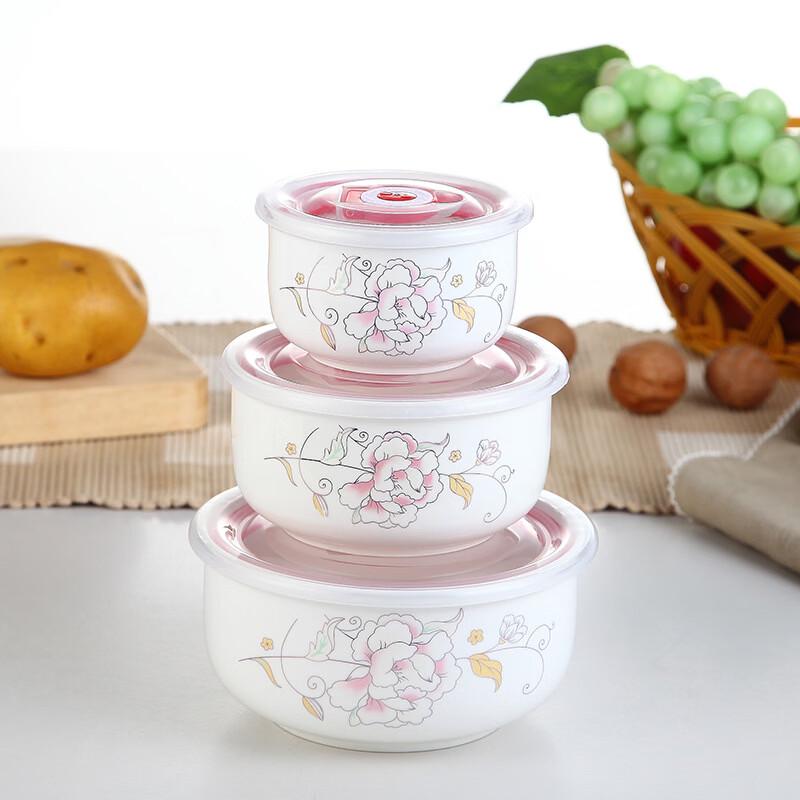 ZISIZ Happy Rabbit Enamel Microwaveable Bento Bowl Set