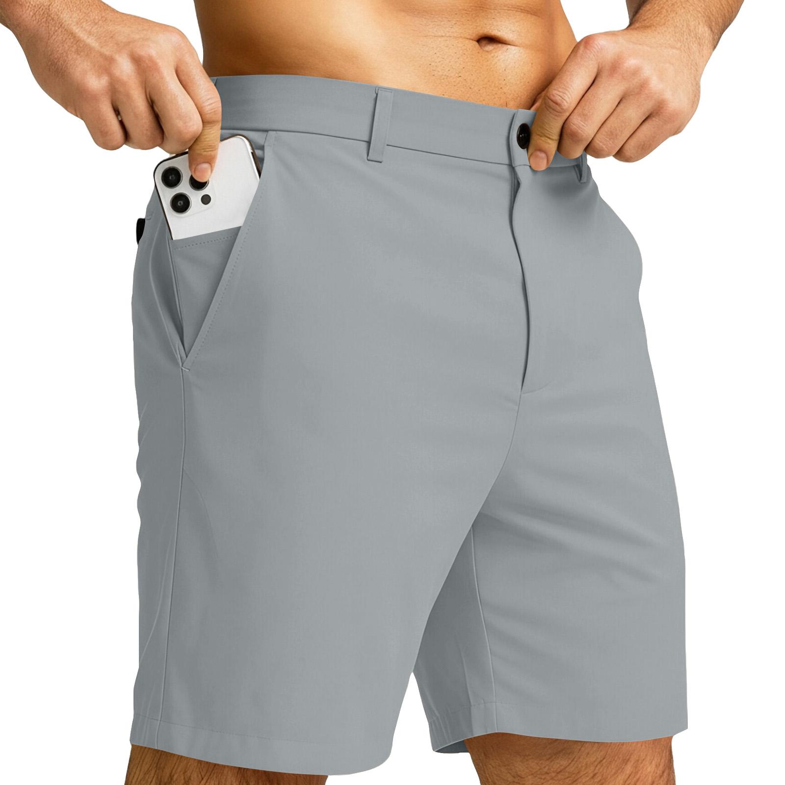Precious watch Heren Short Slim Fit Stretchstof Klassieke Tailleband Ritssluiting Meerdere Zakken voor Dagelijkse Kleding en Activiteiten L