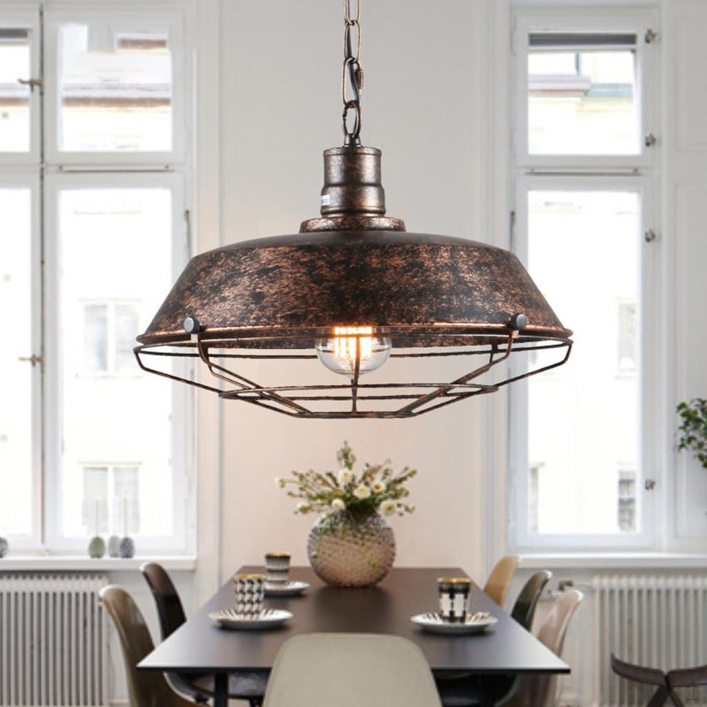Industrial Pendant Lamp Retro Style Ceiling Pedant Light Fixture, Home Bedroom Living Room Rusty