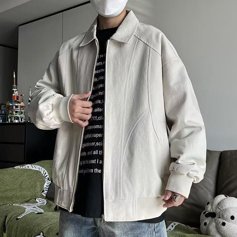 

Japanese Trendy Men s Spring/Fall Lapel Fashion Jacket 4XL [Recommended 80-87kg] білий