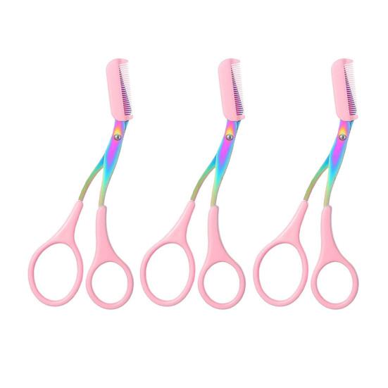 1/2/3Pcs Eyebrow Trimming Scissors with Comb Stainless Steel Non-Slip Precision Eyebrow Trimmer Men Women Brow Hair Removal Grooming Tool
