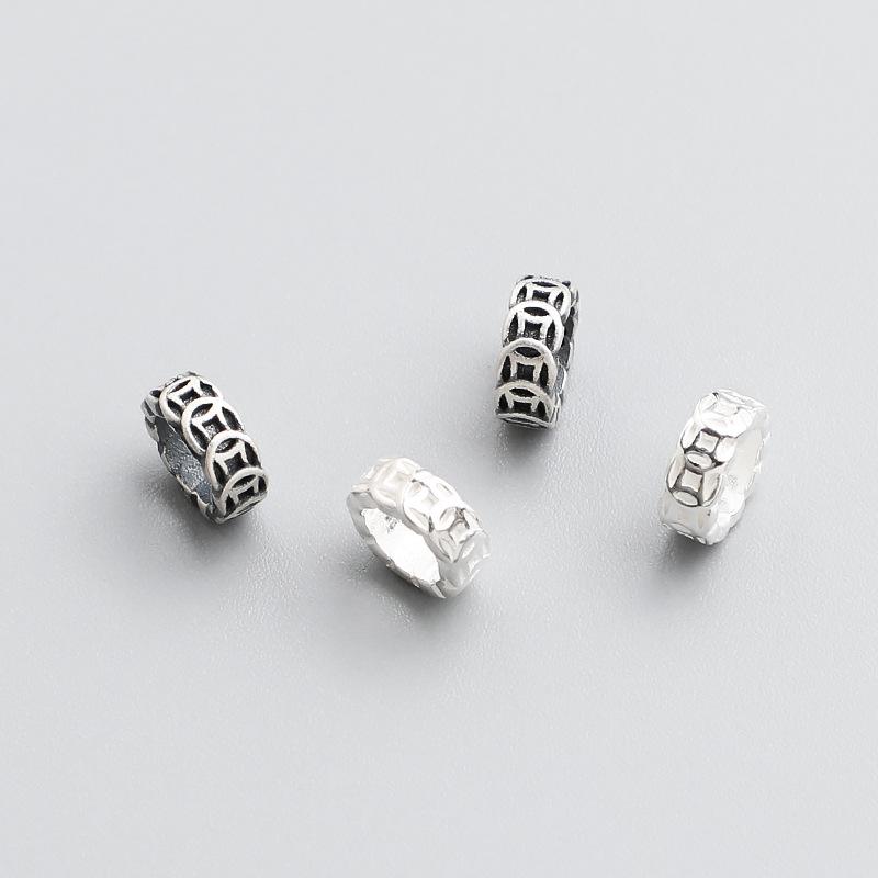 S925 Sterlingsilver Vintage Pengahjul Kopparmynt Mellanpärlor för DIY Flätade Armband