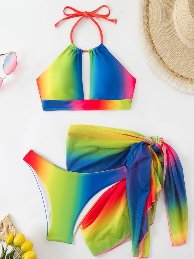 Retro Bikini Printed Fashion Bikini Set Swimsuit And Cover Up With Skirt Tight Women's Bandage Summer Beach Luxury Elegant
