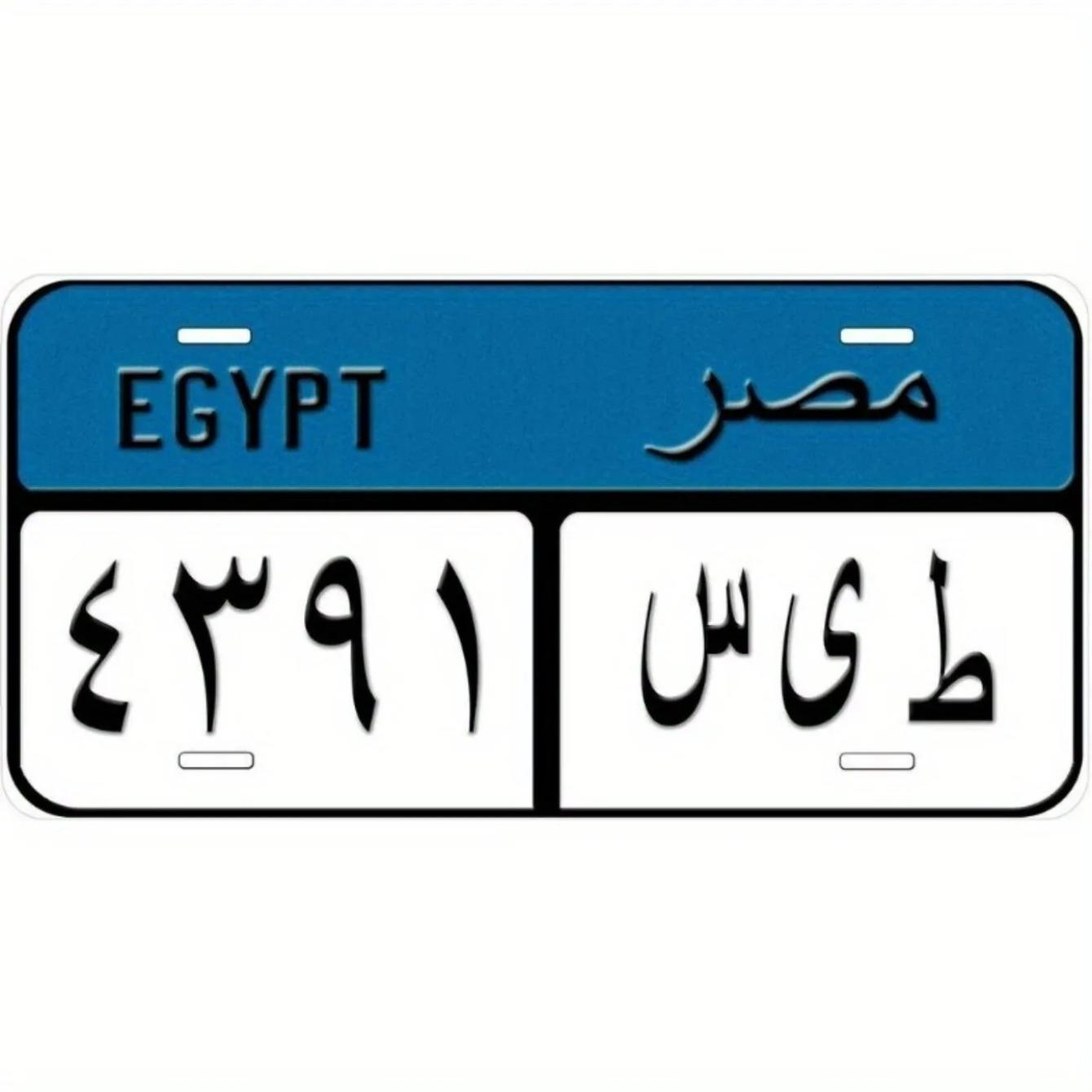 

Vintage Metal Tin Sign Blue Egypt Car License Plate Retro Novelty Wall Decor Auto Accessory білий