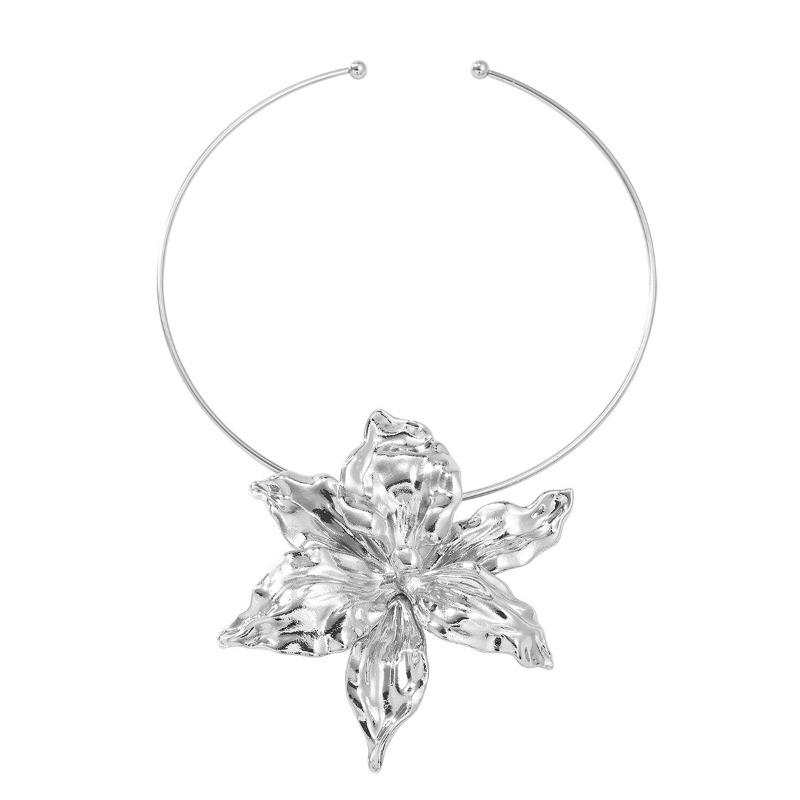 Summer Alloy Flower Collar European and American Hip Hop Necklace Women Trend Exaggerated Flower Accessories Necklace