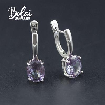 Bolai Cambiamento di colore Creato Alessandrite Orecchini pendenti in argento sterling 925 9 * 7mm Gioielleria raffinata per le donne Compleanno femminile Semplice