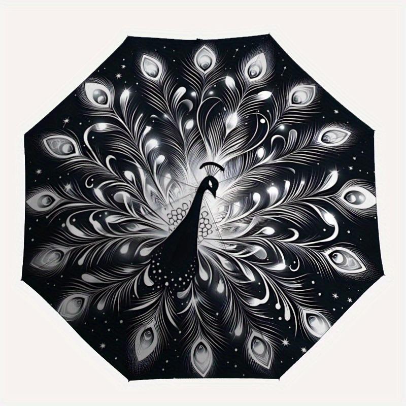 

1pc Peacock Feather Mandala Automatic Open/close Folding Umbrella, Compact Portable Travel Umbrella, Durable Construction yy250809066