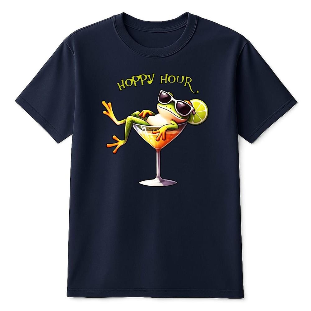 Funny Happy Hour Frog TShirt Cocktail Glass Drinking Martini Pun Graphic Tee S