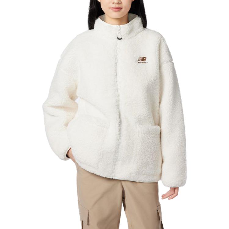 New Balance Velvet Jackets Women's White Stand Collar Moderate AWJ33320-CIC