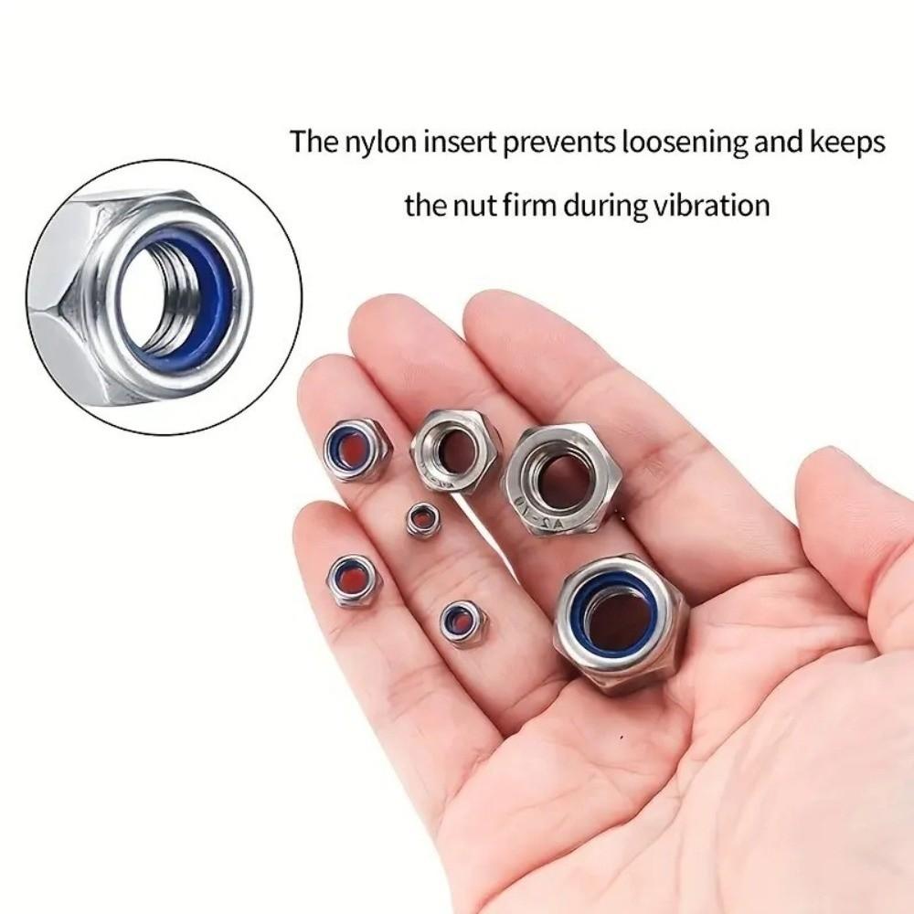 Metal Hexagon Nuts Kits M2-M8 Metric Locking Nuts Nylon Insert Lock Nut  Industrial Machinery Use