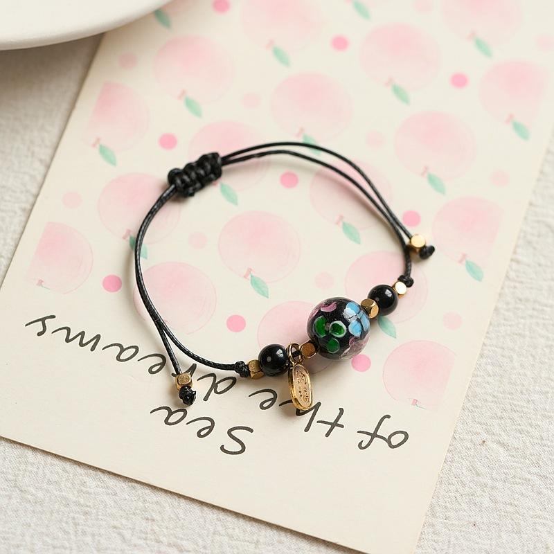 Luminous glazed flower red rope bracelet weaving simple and versatile men's jewelry gift bracelet origin