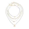 SHIXIN 4Pcs Boho Exquisite Imitation Pearl Scallop Starfish Pendant Necklace Women New Charm Clavicle Bead Chain Jewelry Gifts