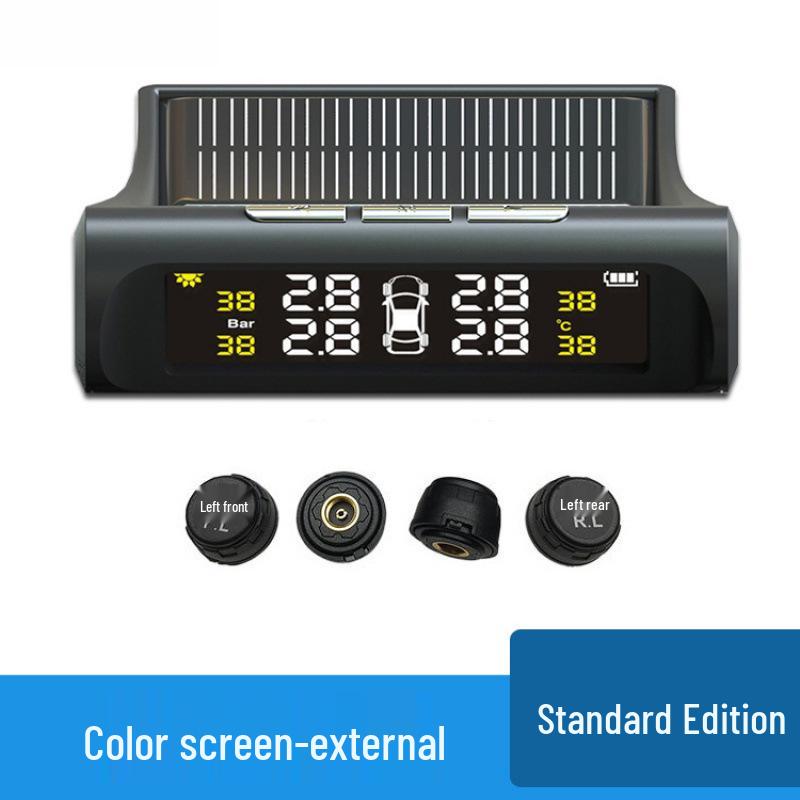 Solar Tire Pressure Monitoring System: Wireless, Car-Mounted, High-Precision, Internal/External, Universal Detection, Leak Prevention.