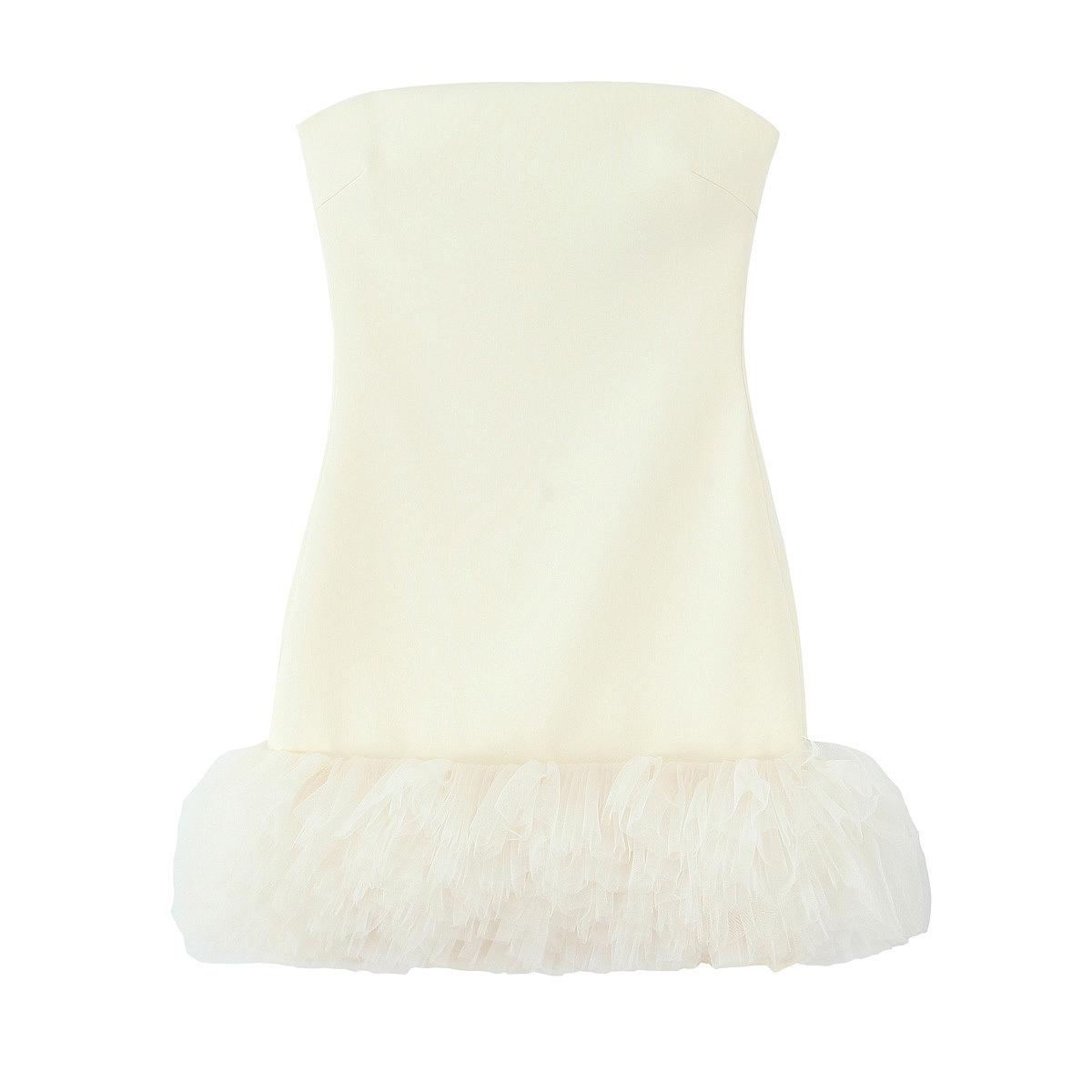 

Весна 2025 Женское Европейско-Американское Мини-платье из шелковой сетки с пышным подолом Small