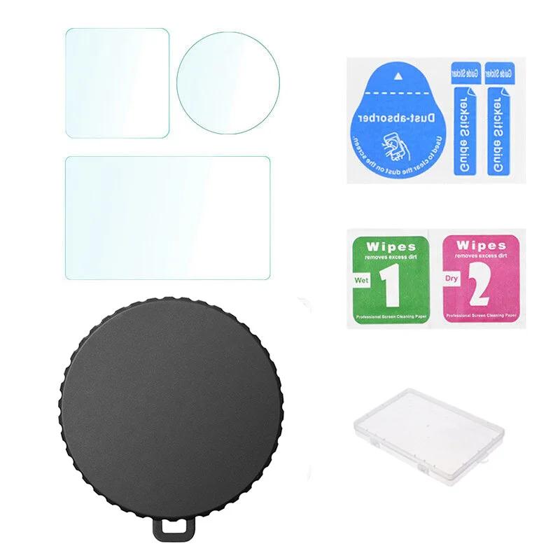 For DJI Osmo Action 5 Pro Camera 9H Tempered Glass Film+Mini Storage Carring Bag+Lens Protective Case Cover+Windslayer Cover