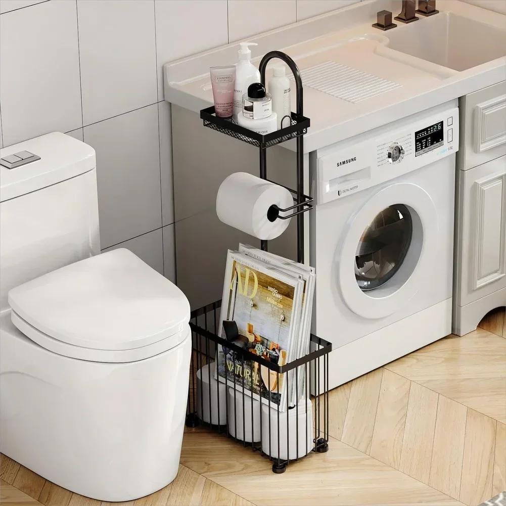 1PC Tissue Holder 32.5*18*24.5cm Black Modern Bathroom Tissue Holder With Storage Shelf For Tablet Phone Watch For Home Storage