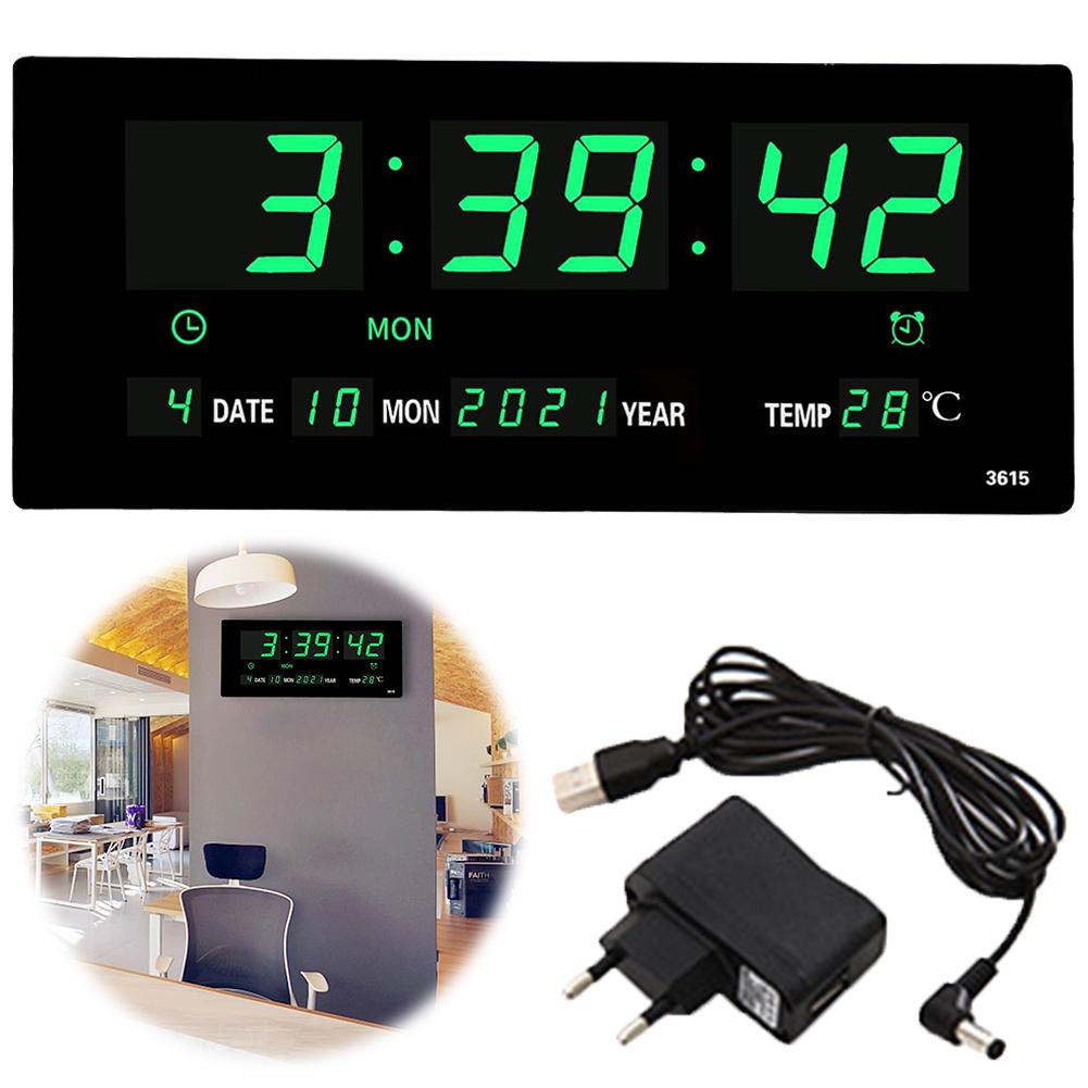 Digital Alarm Clock Electronic Wall Clock Temperature/Date Display Boarderless Wall-mounted Clock Multifunctional for Bedroom China Mainland