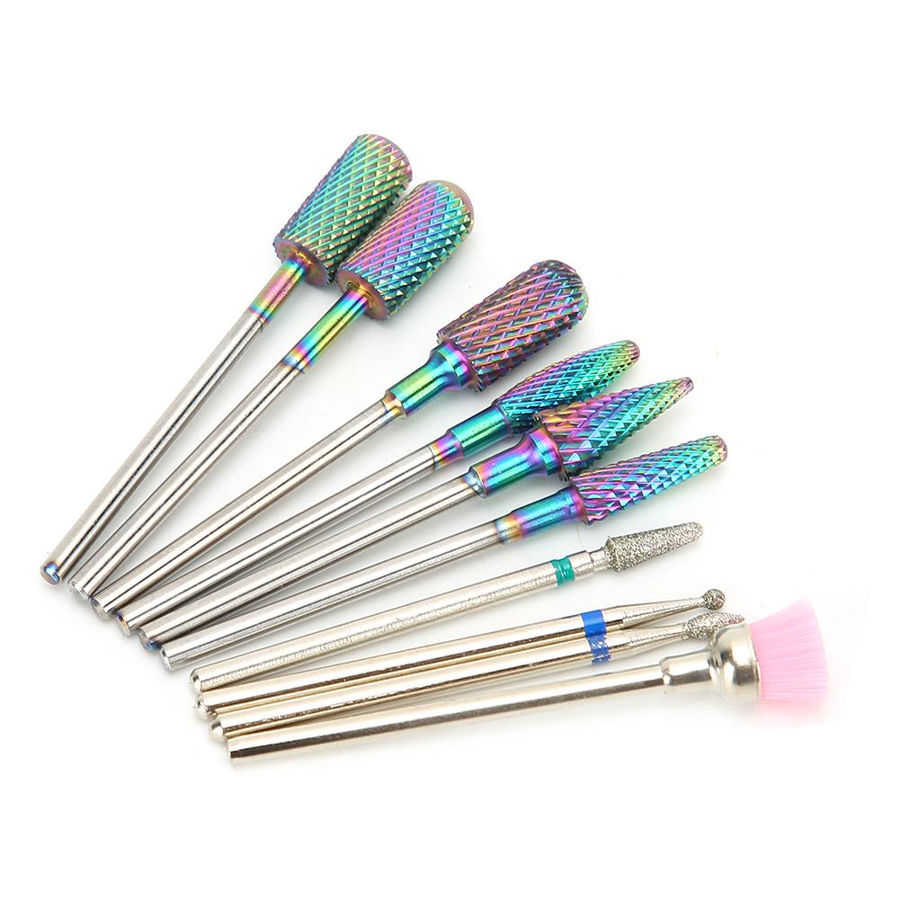 10pcs Nail Art Grinding Head Dead Skin Removal Nail Drill Bits Sanding Polishing Head Set