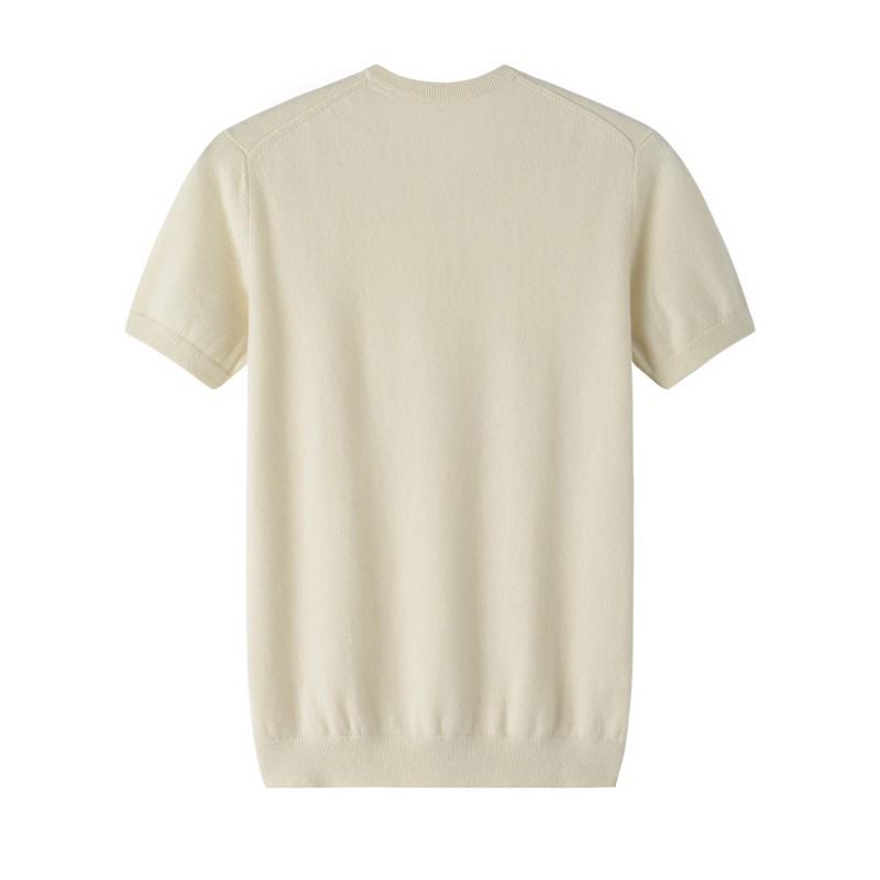 Men's 100% Cashmere V-neck Short Sleeve Pullover Sweater
