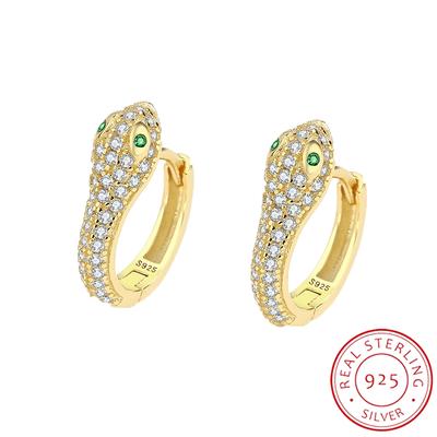 Kreative Tier Schlange Kopf Form Exquisite S925 Ohrring für Frauen Voll Zirkon Sterling Silber Jahrestag Party Geschenk Schmuck Silber schmuck