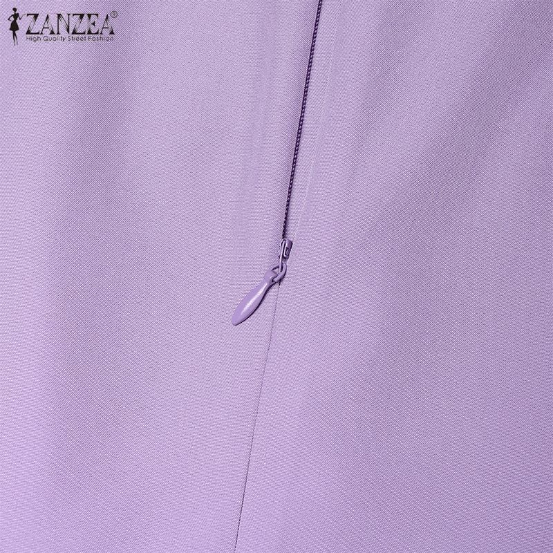 ZANZEA Women Casual Round Neck Loose Lace Patchwork Half Sleeve Dress