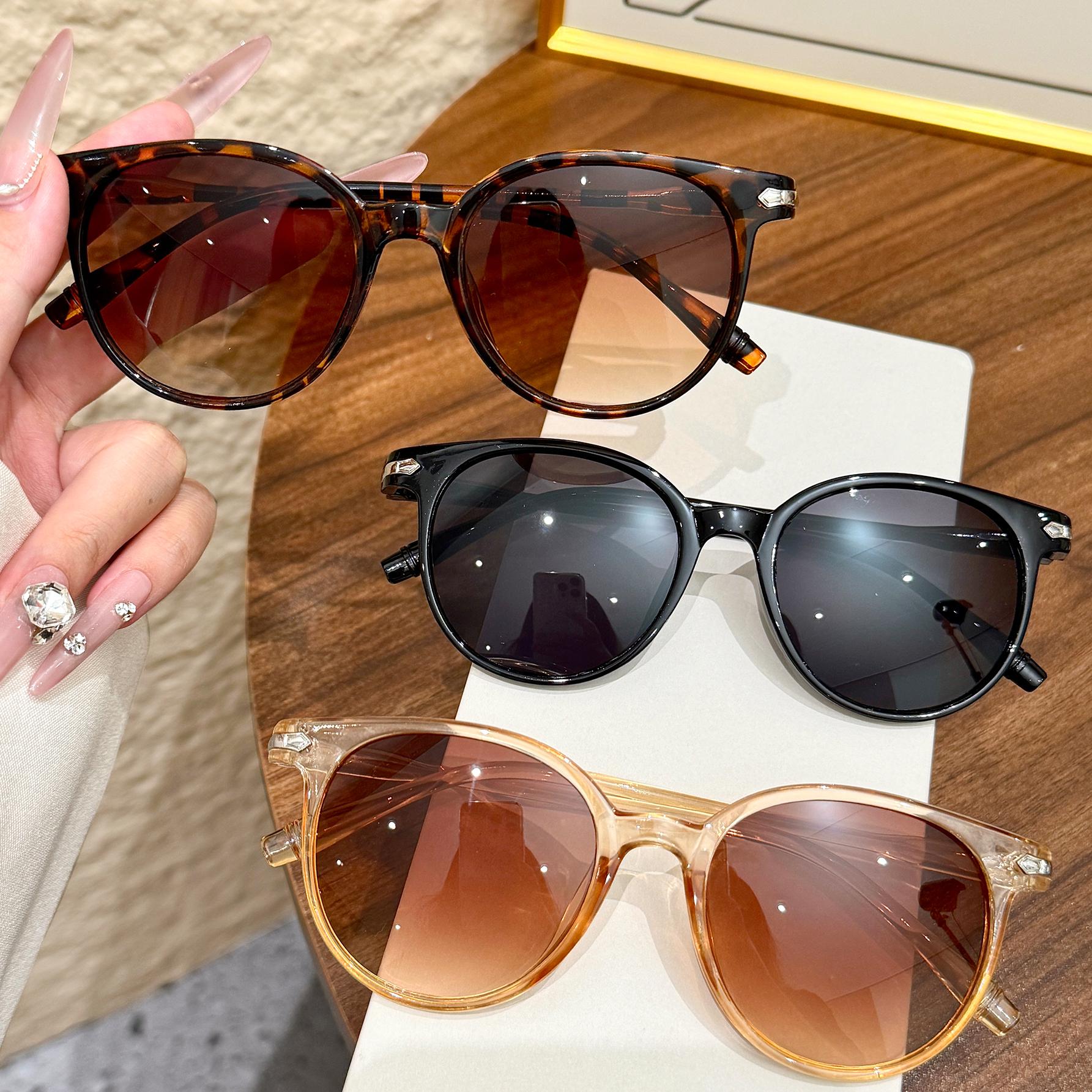 3Pcs Women s Fashion Round Frame Multi-Color Combination Glasses Casual Fashion Glasses/Metal Stud Design